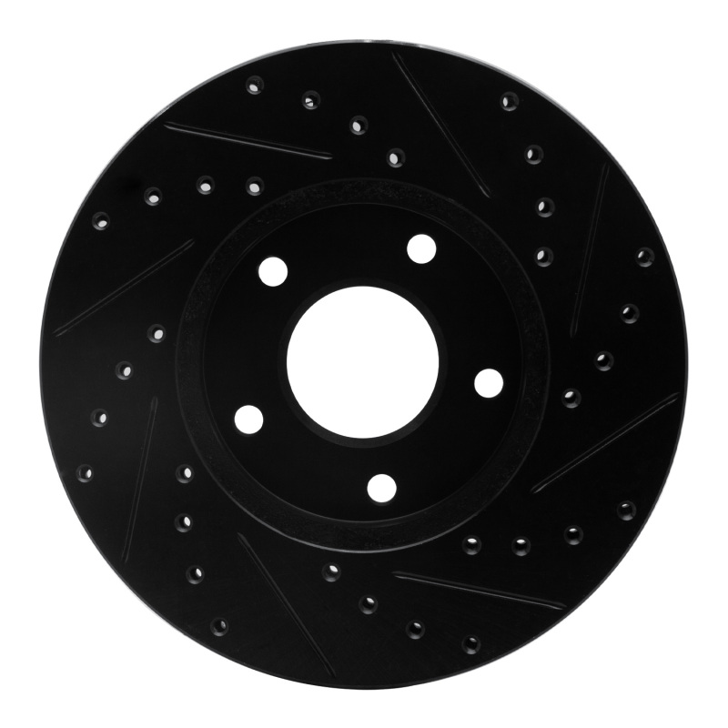 Nissan X-Trail Brake Rotor (1) - Front Left - R1 Concepts - Drilled & Slotted - Black - `02-`07